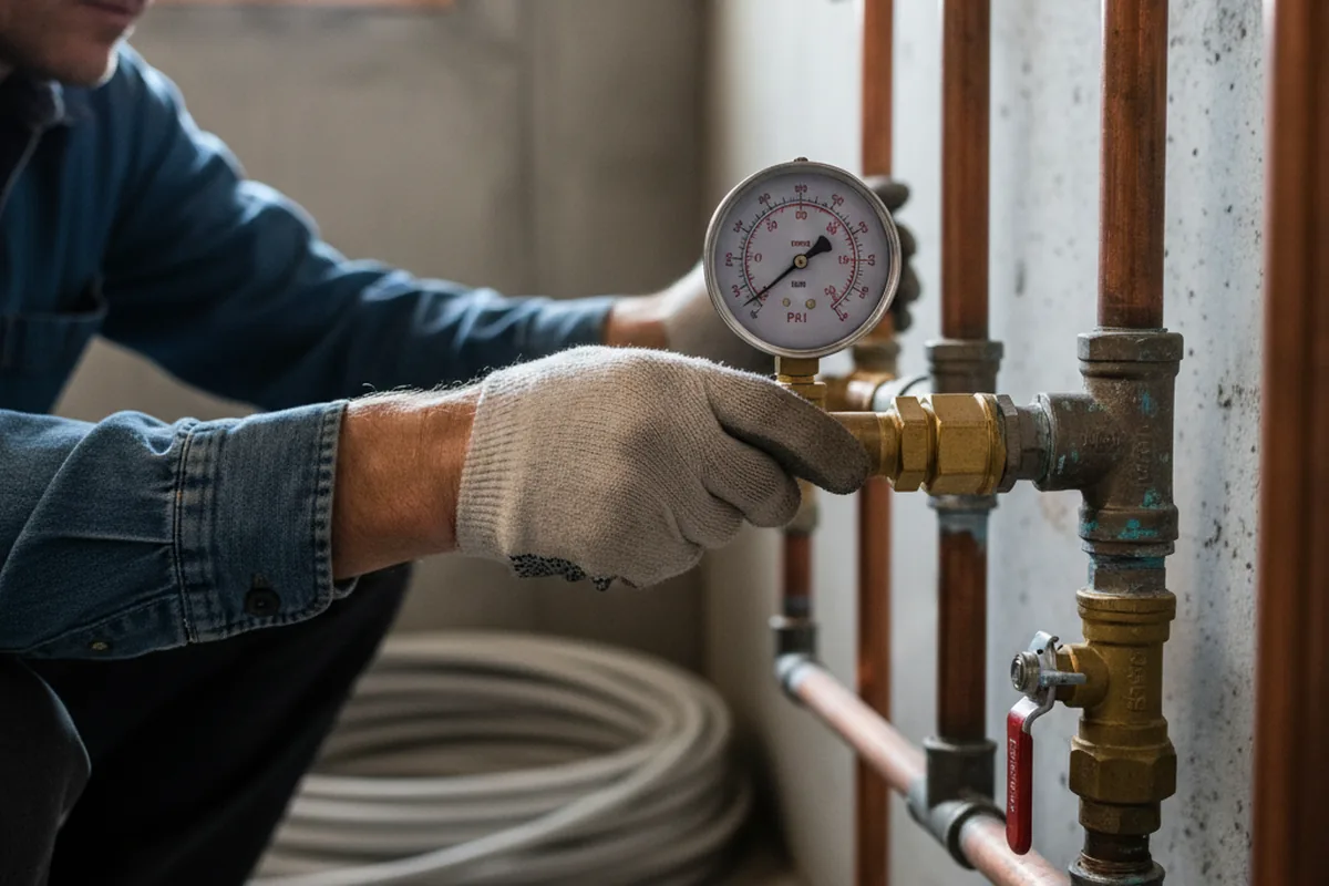 Pressure testing a repaired line during Water Line Repair in Flagtown